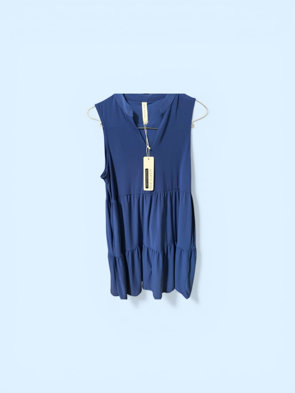 Dear Scarlett Sleeveless Tiered Top in Navy